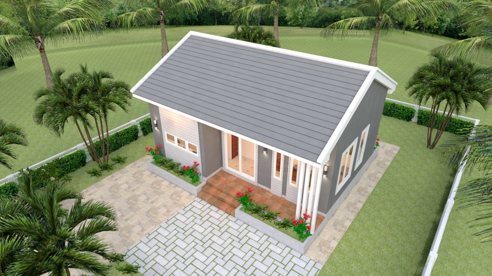 House Design Plan 8×6 Meter 26×20 Feet 2 Bedrooms Gable Roof PDF (A4 Hard Copy)