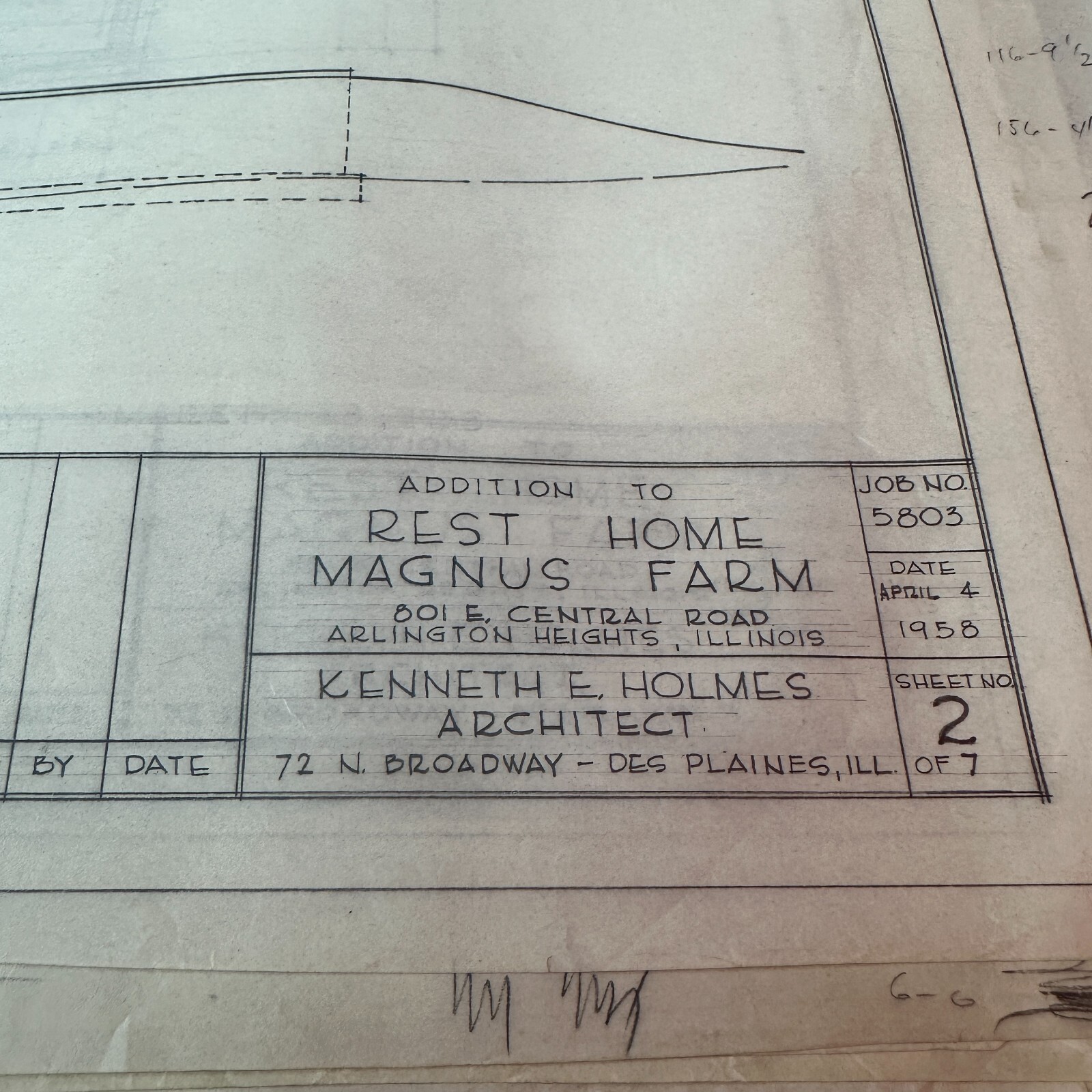 RARE Blueprints of Magnus Farm Historic Farm Rest Home Arlington Heights, IL VTG