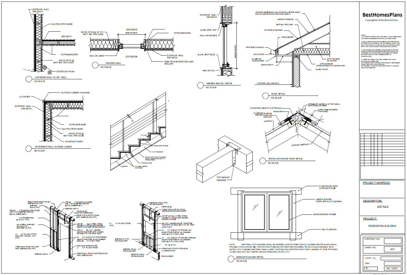 40’x45’ 3 Bed, 3 Bath Modern Cottage Architectural Build Plans PDF Download.