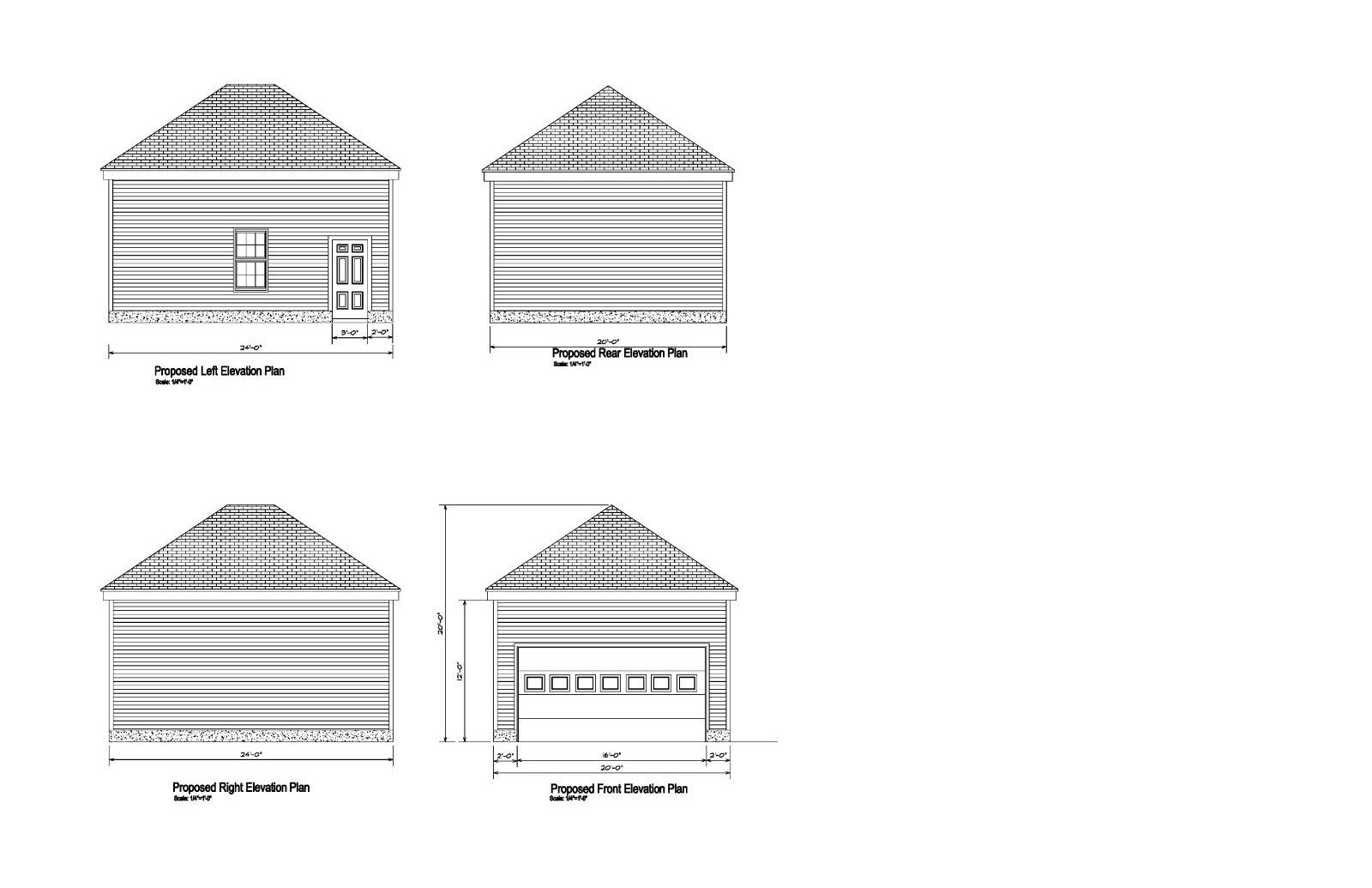 20’X24′- 24’X20′ TWO CAR GARAGE PLANS GABLE DORM ROOF GARAGE PLAN 19-2024GBL-7A