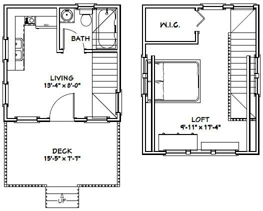 14×14 Tiny House — 399 sq ft — PDF FloorPlan — Model 1B