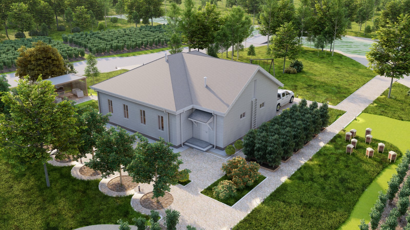Rural Residence 3 Bed, Bathroom, 2 Car Garage CAD Blueprints Metric/Imperial
