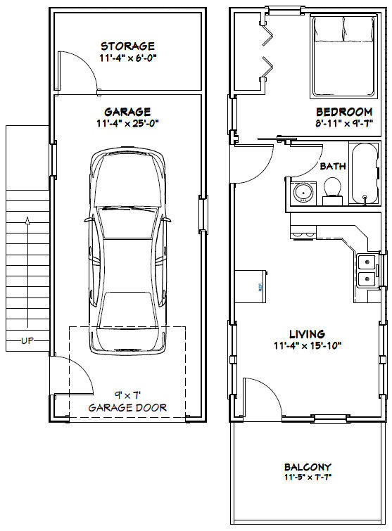 12×32 House — 461 sq ft — PDF Floor Plan — Model 6A