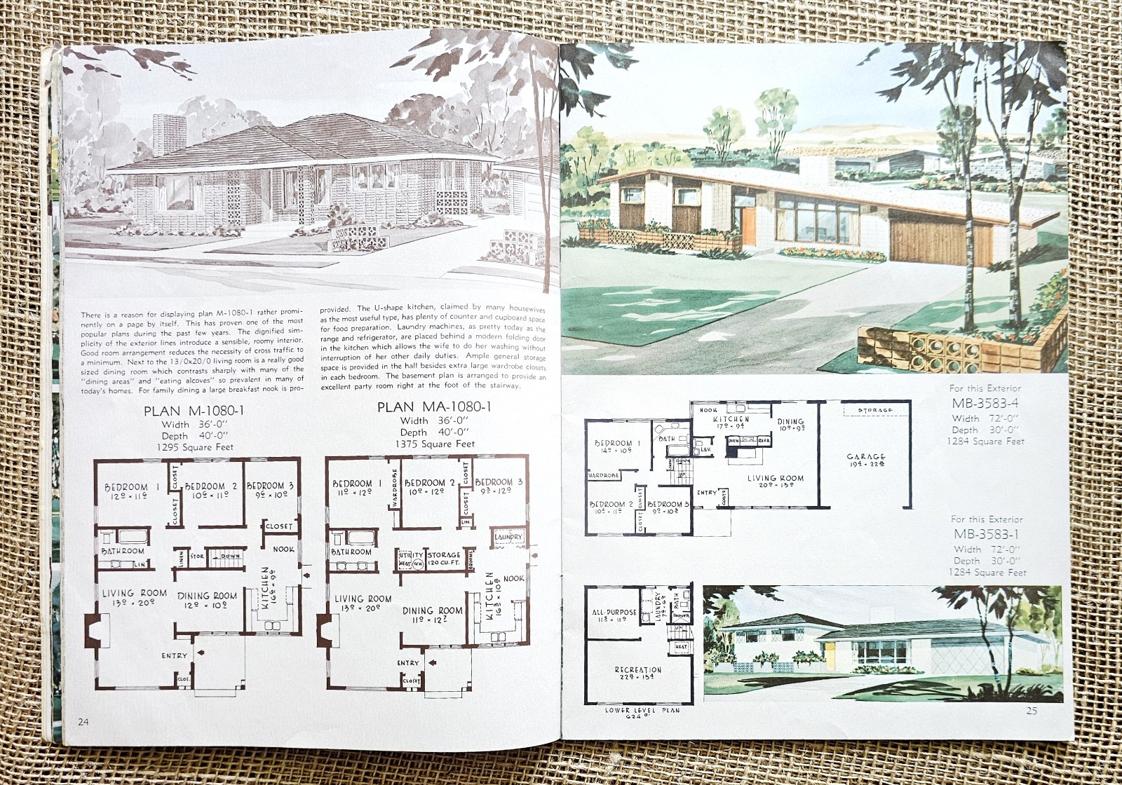 1959 Block Masonry Home Building Plan Service Floor Plan Book Portland