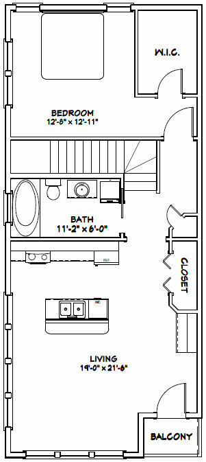 40×42 Apartment with 2-Car 1-RV Garage – PDF FloorPlan – 1,153 sqft – Model 2A