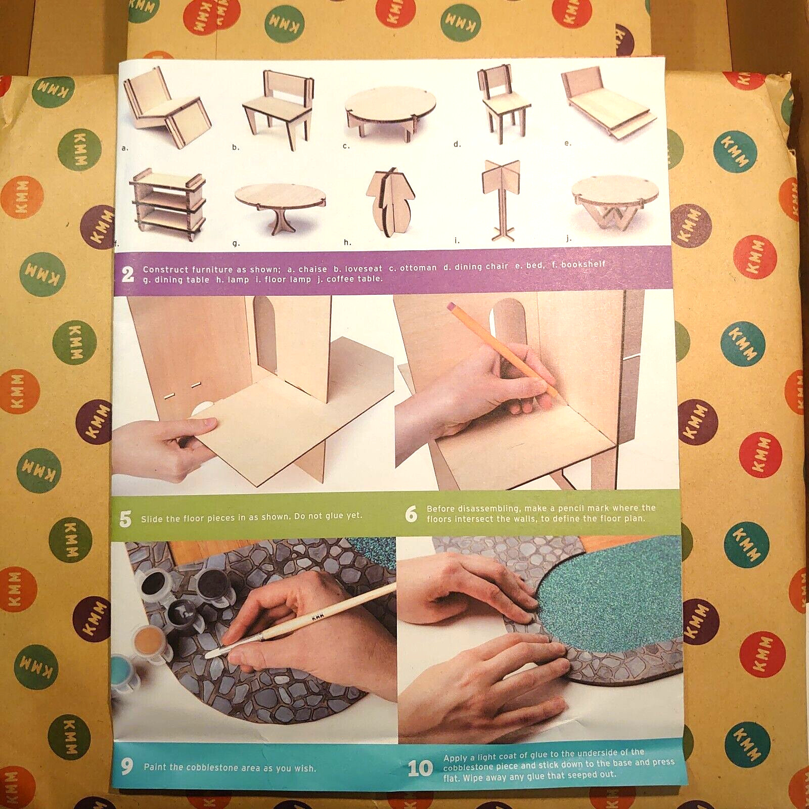 Vintage Kid Made Modern Design Your Own Modern House Craft Kit. Wood & Paper.