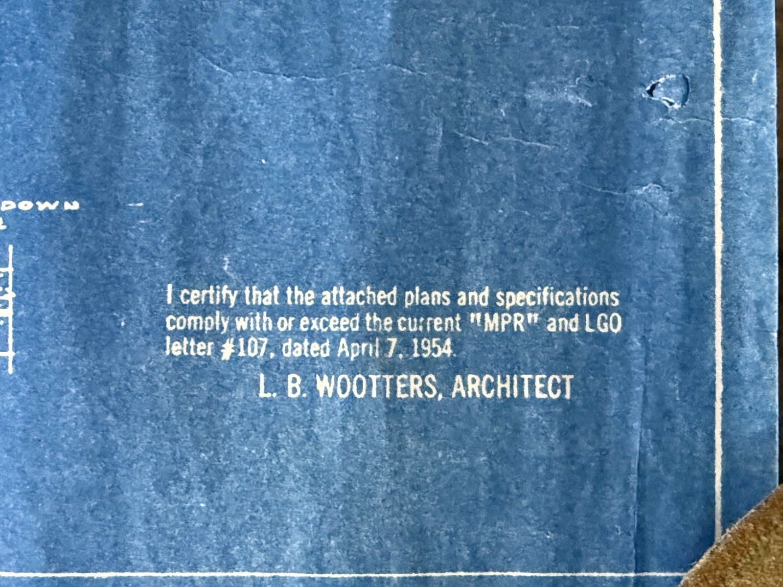Lot of 3 1954 Architectural Blueprints L.B. Wootters Architects Houston Texas
