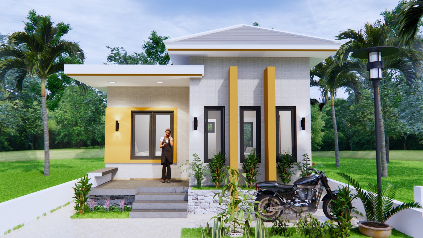 20×27 Feet Small House Plans 6×8 Meter 2 Bed 1 Bath Hip Roof PDF (A4 Hard Copy)
