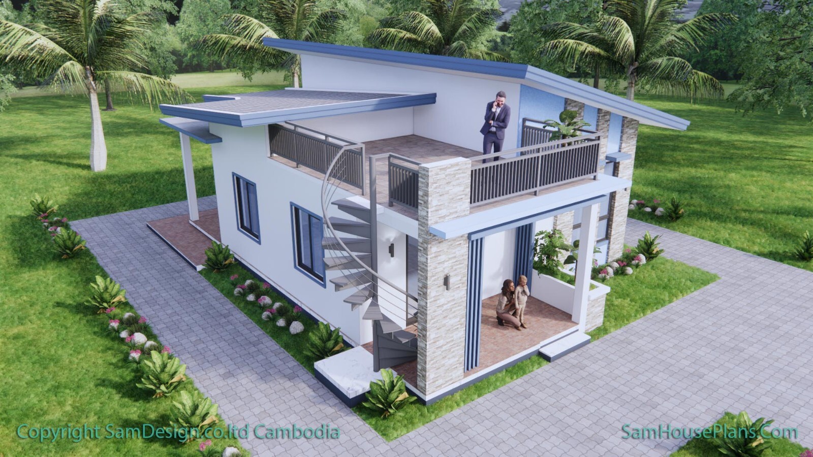 26×36 Small House Plan 8×11 Meter 2 Beds 2 Baths Small Shed (A4 Hard Copy)