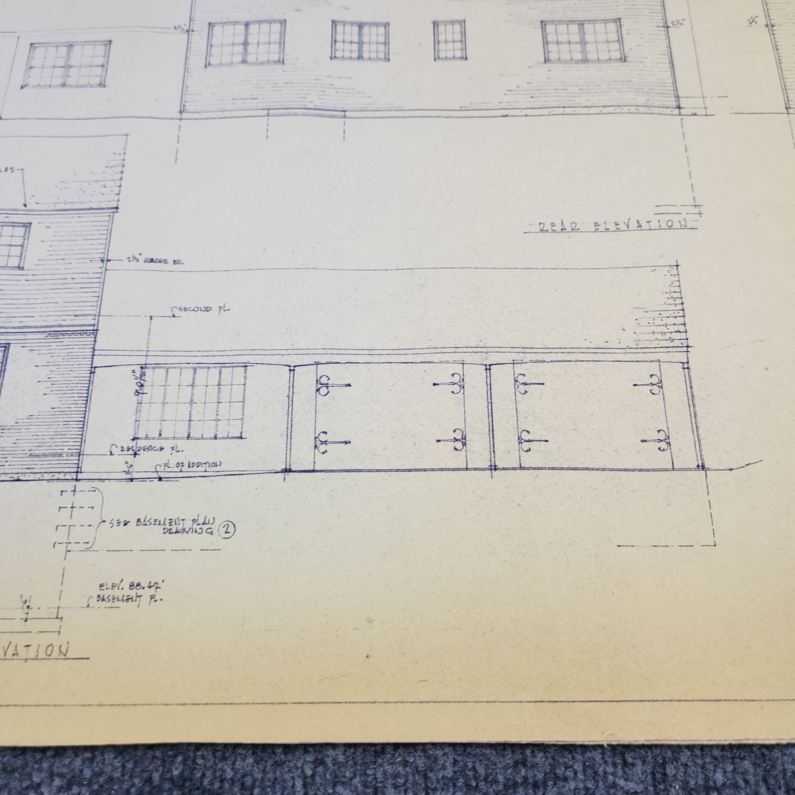 Vintage House Blueprint 33×17 1964 Mid Century Modern Drawing Art Glen Ellyn IL