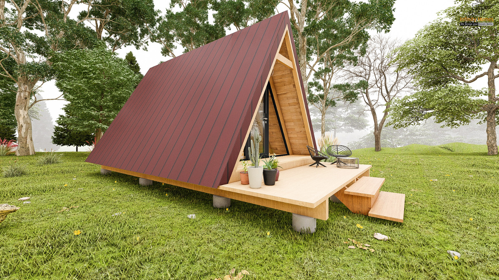14′-0» X 20′-0» Modern A-Frame Cabin Plan