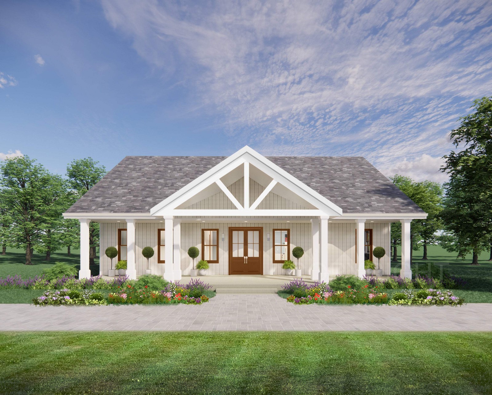 Oak Springs House Plans – Open Plan Design – Modern Farmhouse 3 Bed/2 Bath 1500