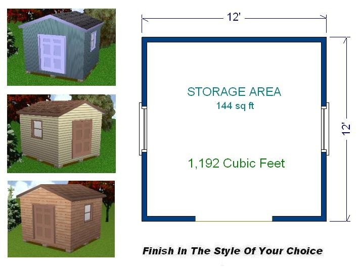 12×12 Storage Shed Plans Package, Blueprints, Material List & Instructions