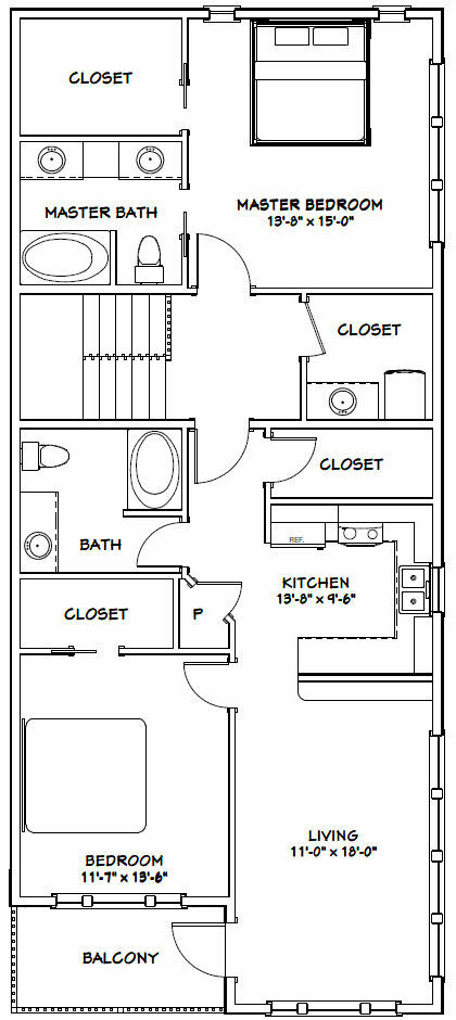60×50 Apartment with 2-Car 2-RV Garage – PDF FloorPlan – 1,694 sqft – Model 1A