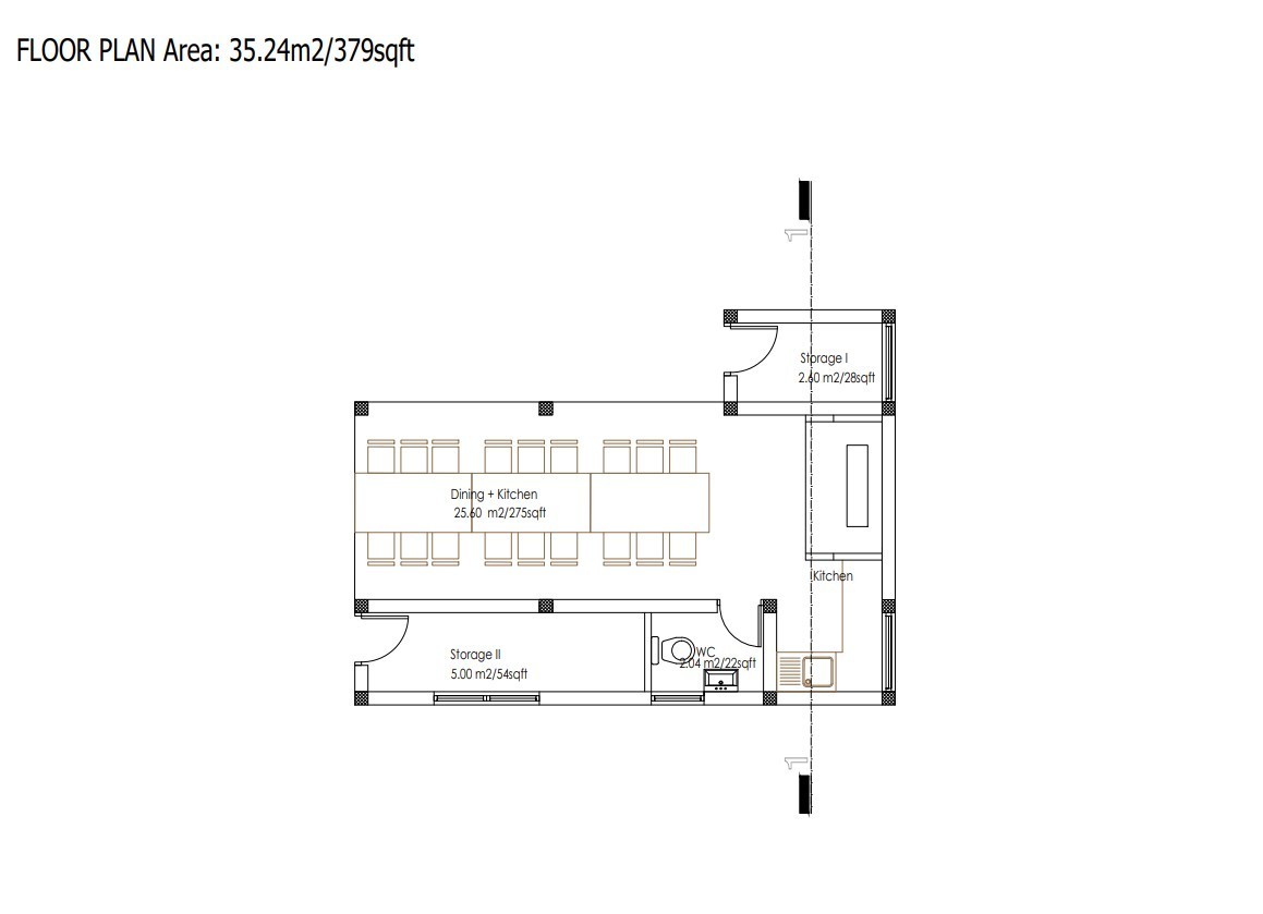 Modern Tiny Backyard Relaxatation House Blueprints, Floorplans 379sqft/35.24m2