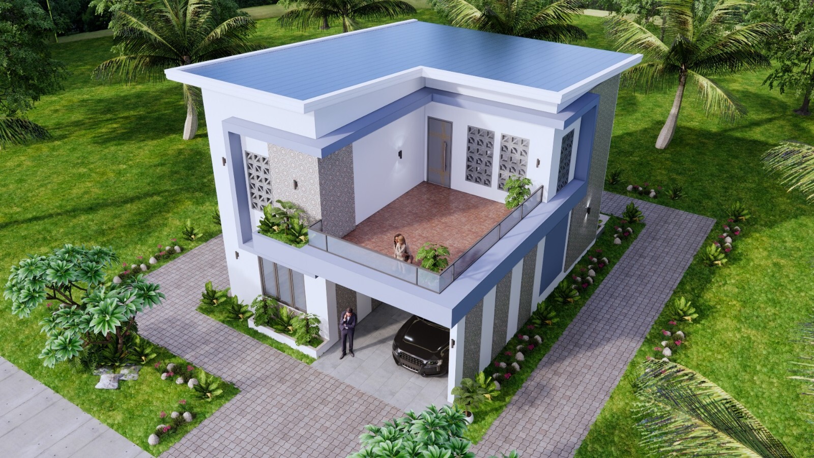 26×33 Feet House Design Plan 8×10 Meter 3 Beds 3 Baths Shed Roof (A4 Hard Copy)