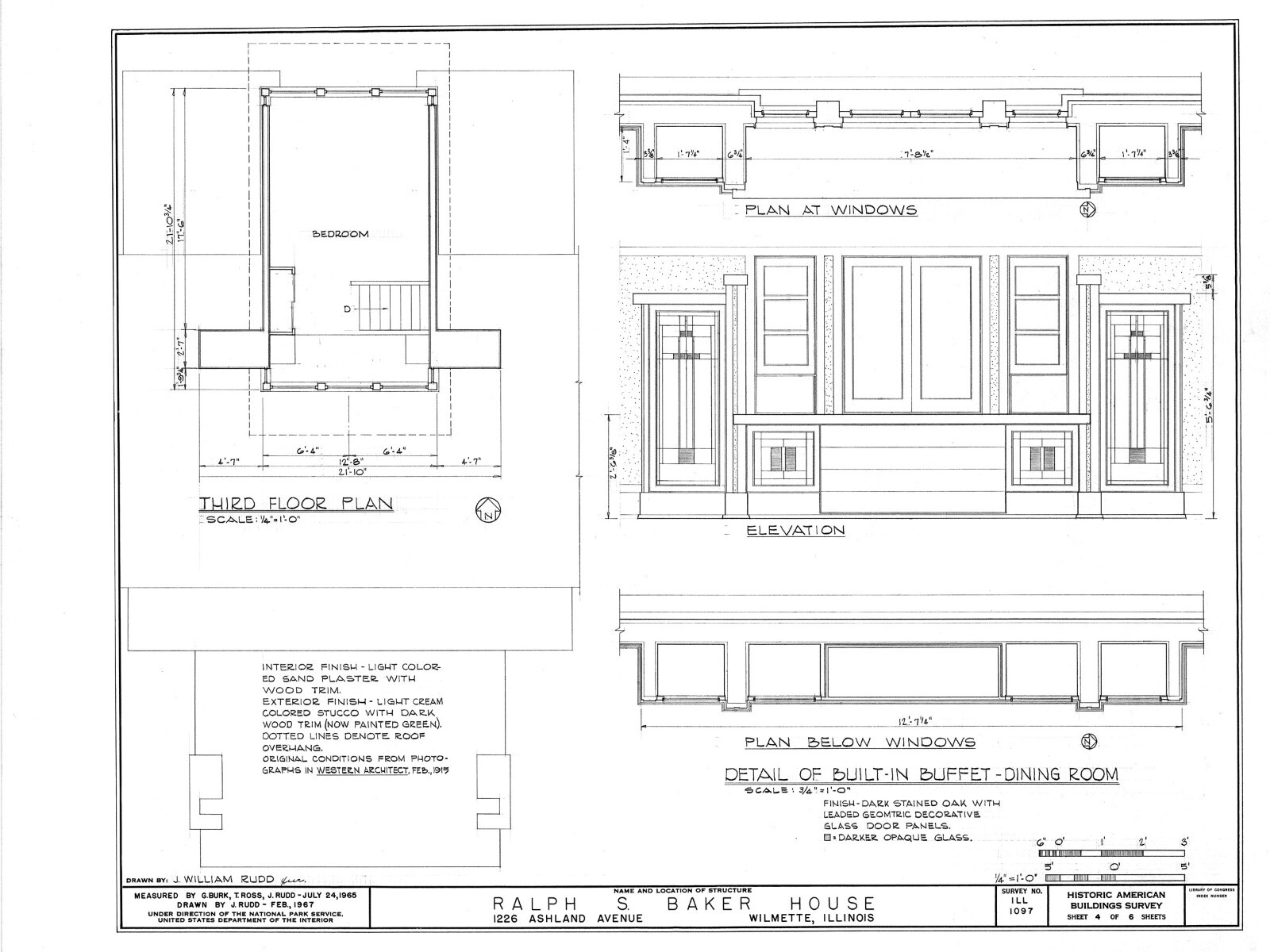Baker Residence, a luminous Prairie Style home by William Drummond printed plans