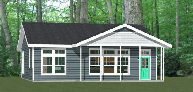 36×34 House — 3 Bedroom 2 Bath — 1,224 sq ft — PDF Floor Plan — Model 1