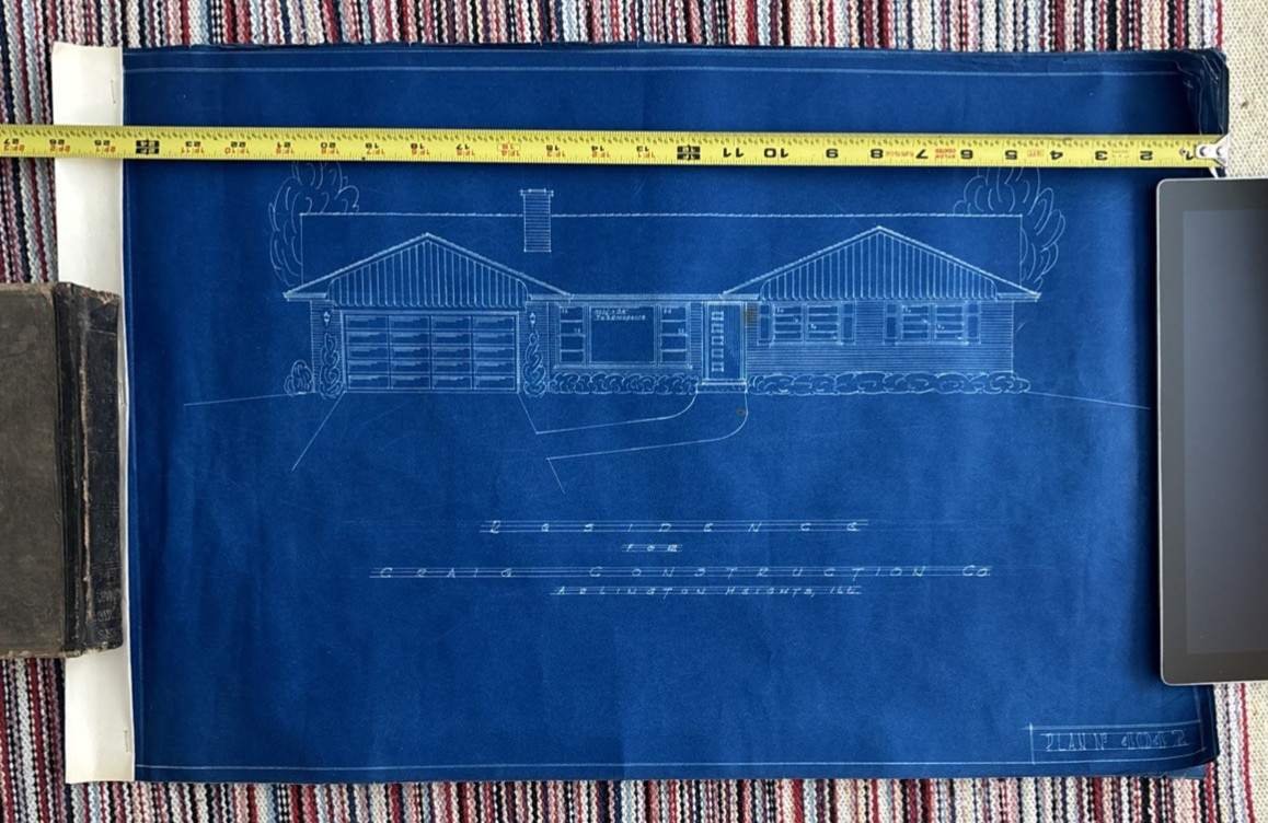 Vintage 1950s Original Blueprints Set – Mid Century Ranch House