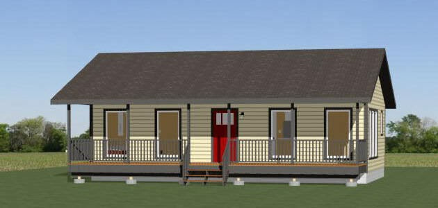 36×22 House — 1 Bedroom 1 Bath — 790 sq ft — PDF Floor Plan — Model 1A