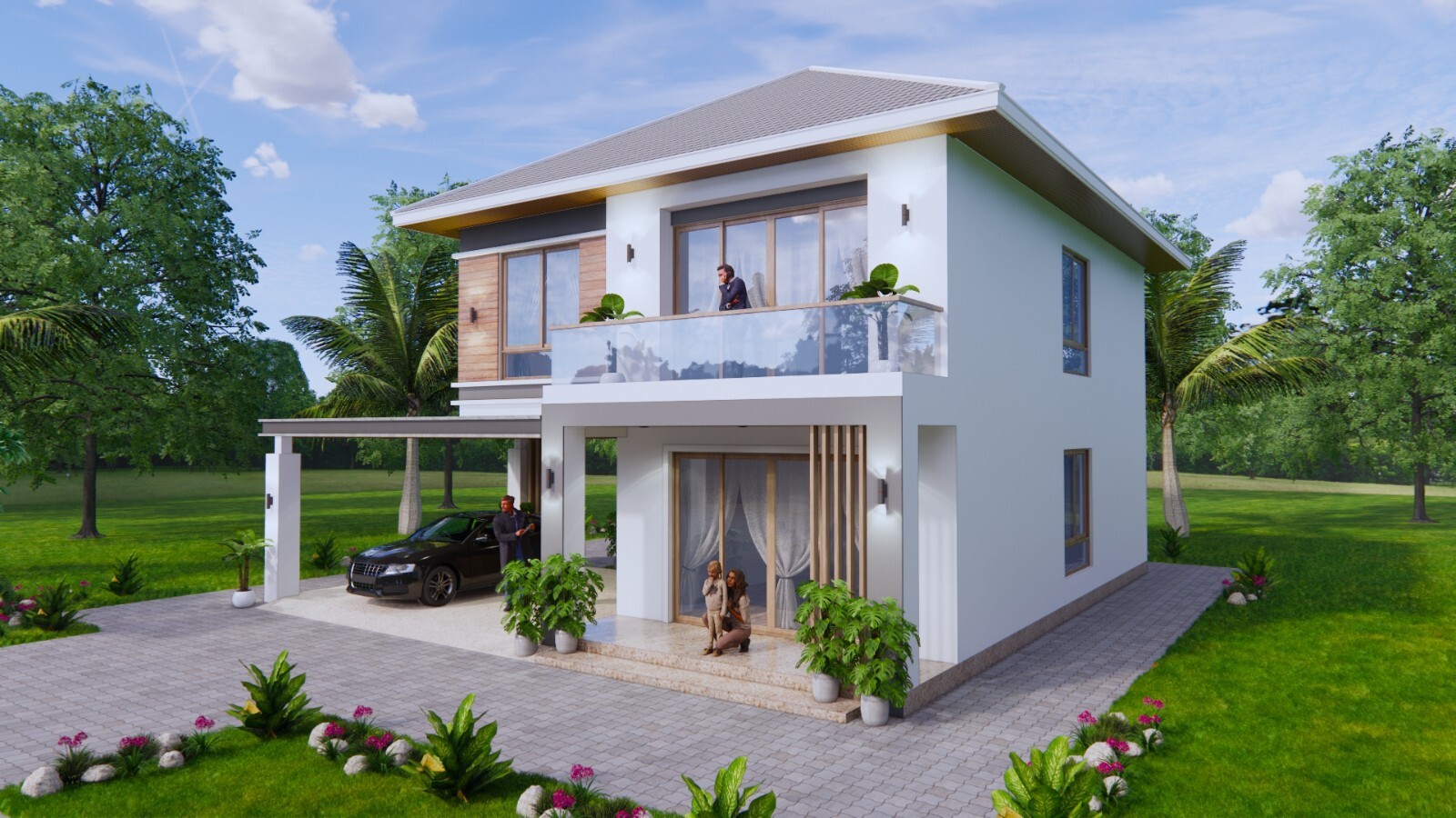 29×39 Feet House Design Plans 8.5×12 Meter 4 Bed 3 Bath Hip Roof (A4 Hard Copy)