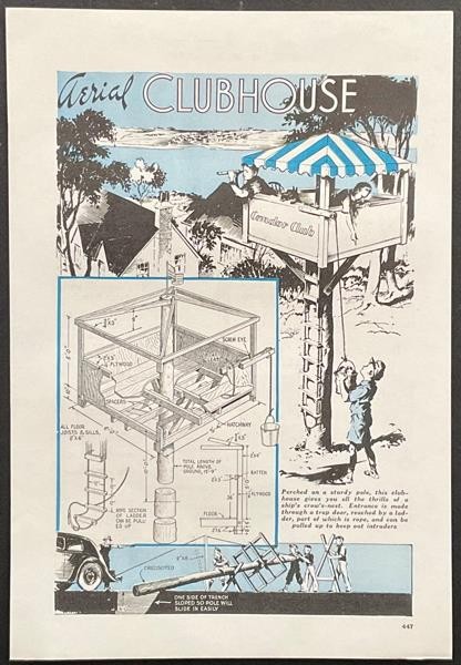 TreeHouse 6’x6’ 1936 HowTo Build PLANS Aerial Clubhouse