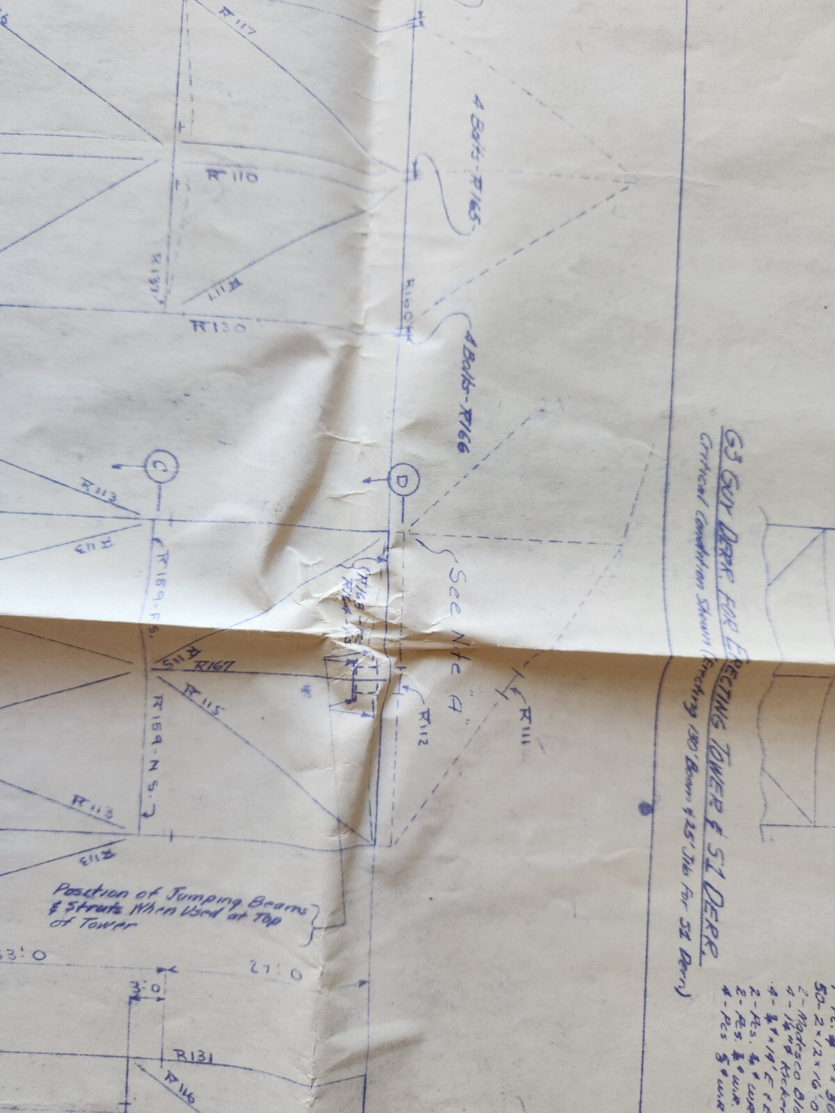 Tower For Type SI Derrick Blueprint Plans 1960’s American Bridge Steel Portugal