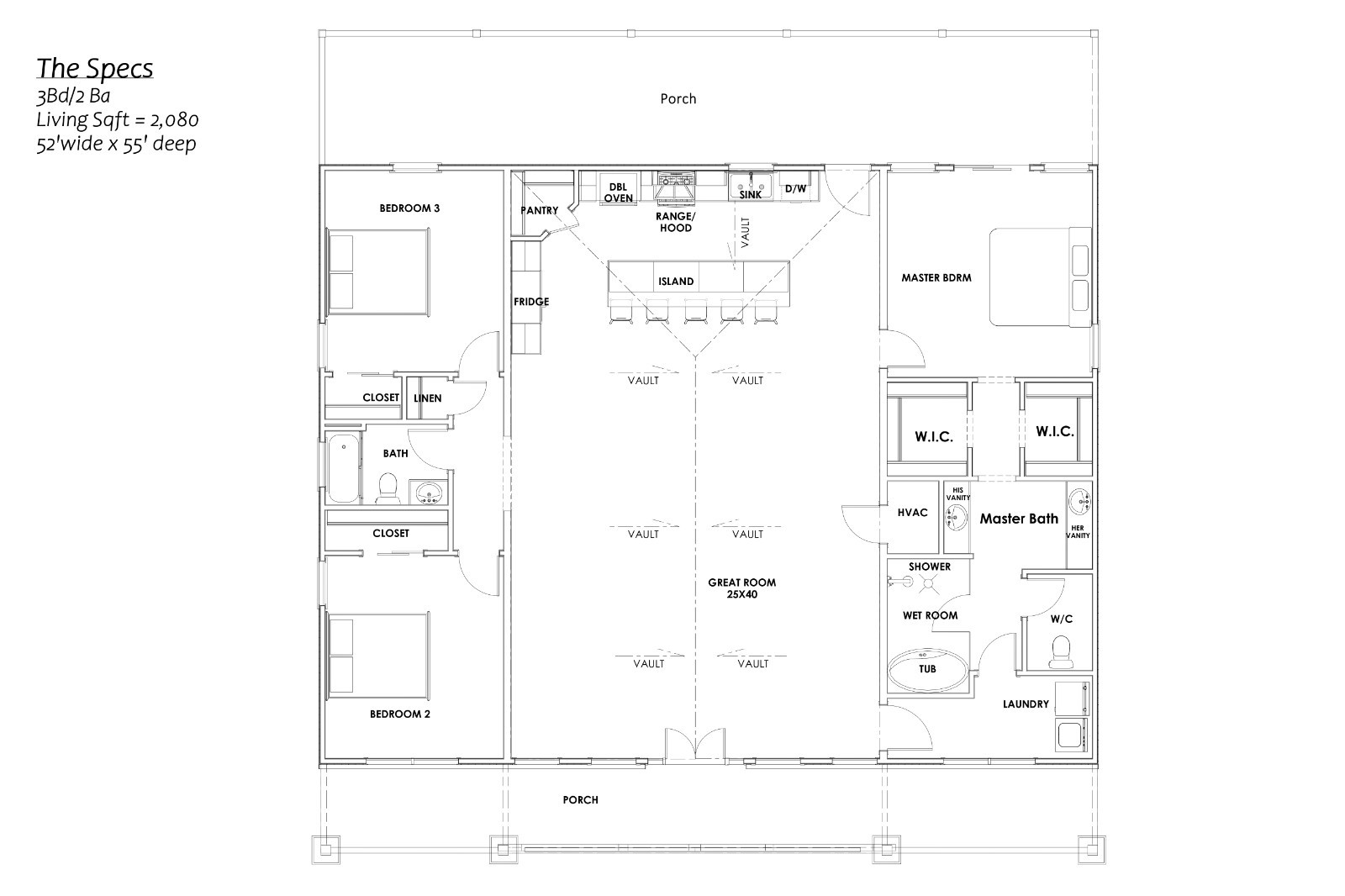 2,080 Sqft (Living) Modern Farm House with – 3 Bedrooms and 2 Baths no Garage