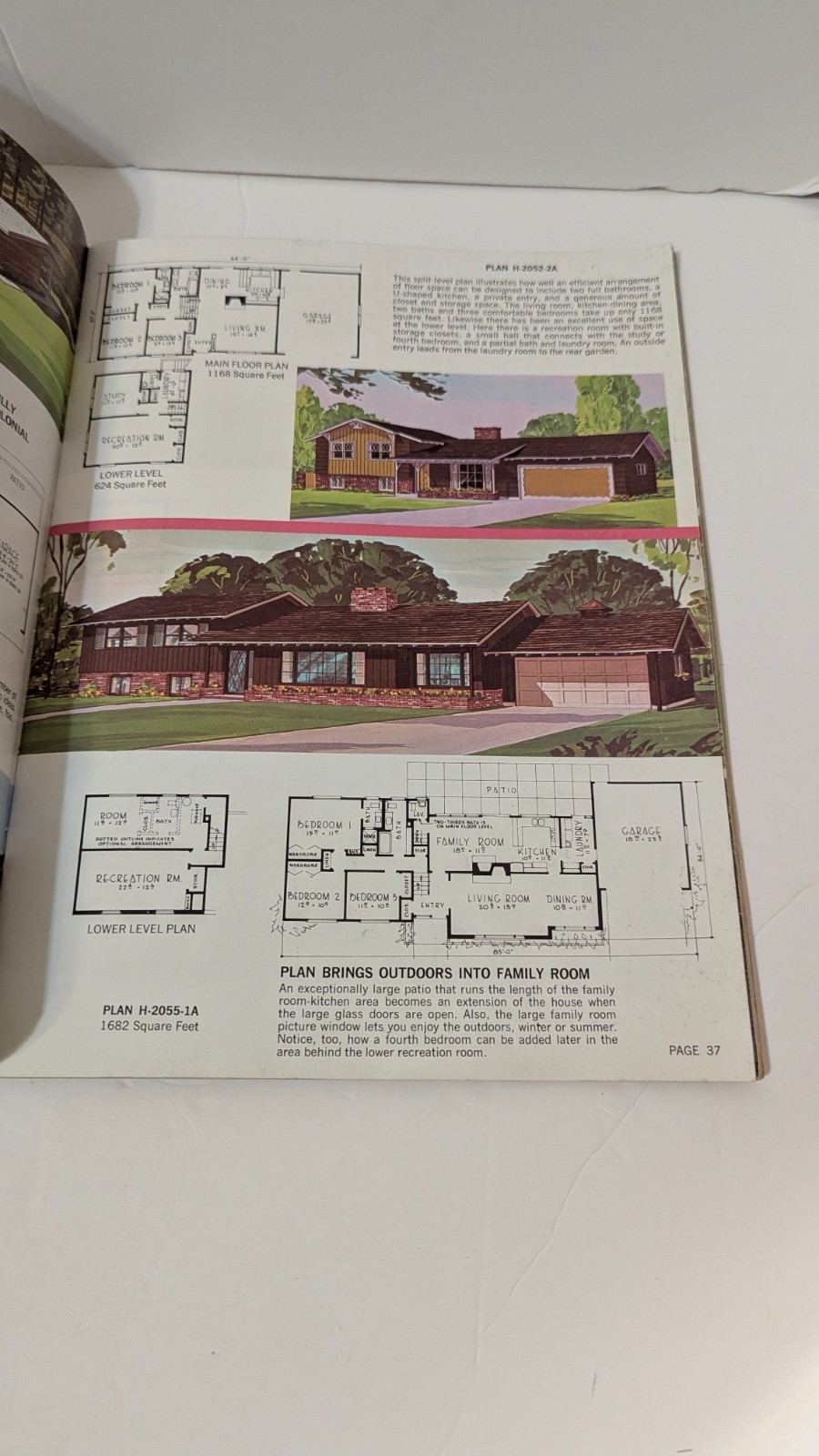 VTG 100 Multi-Level Hillside Home Plans Design Catalog Blueprints 1972 MCM