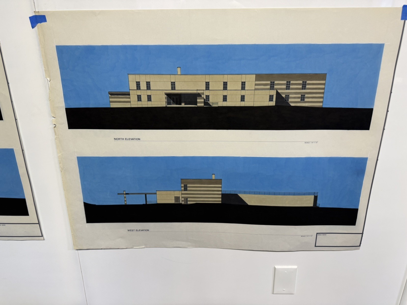 Modernist Architectural Elevation Prints Set of 7 Large 30×40 Paper Drawings