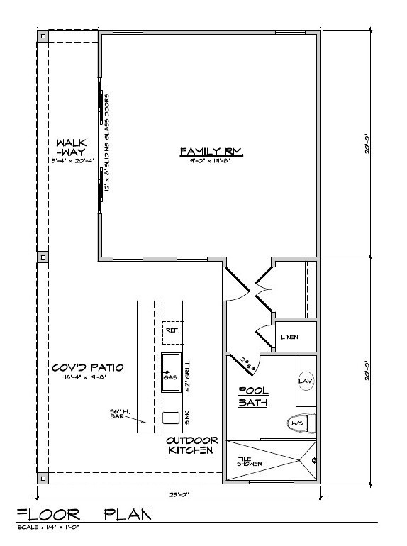 Custom Pool Club house Plan 1,038 sq ft. by Professional Home Designer