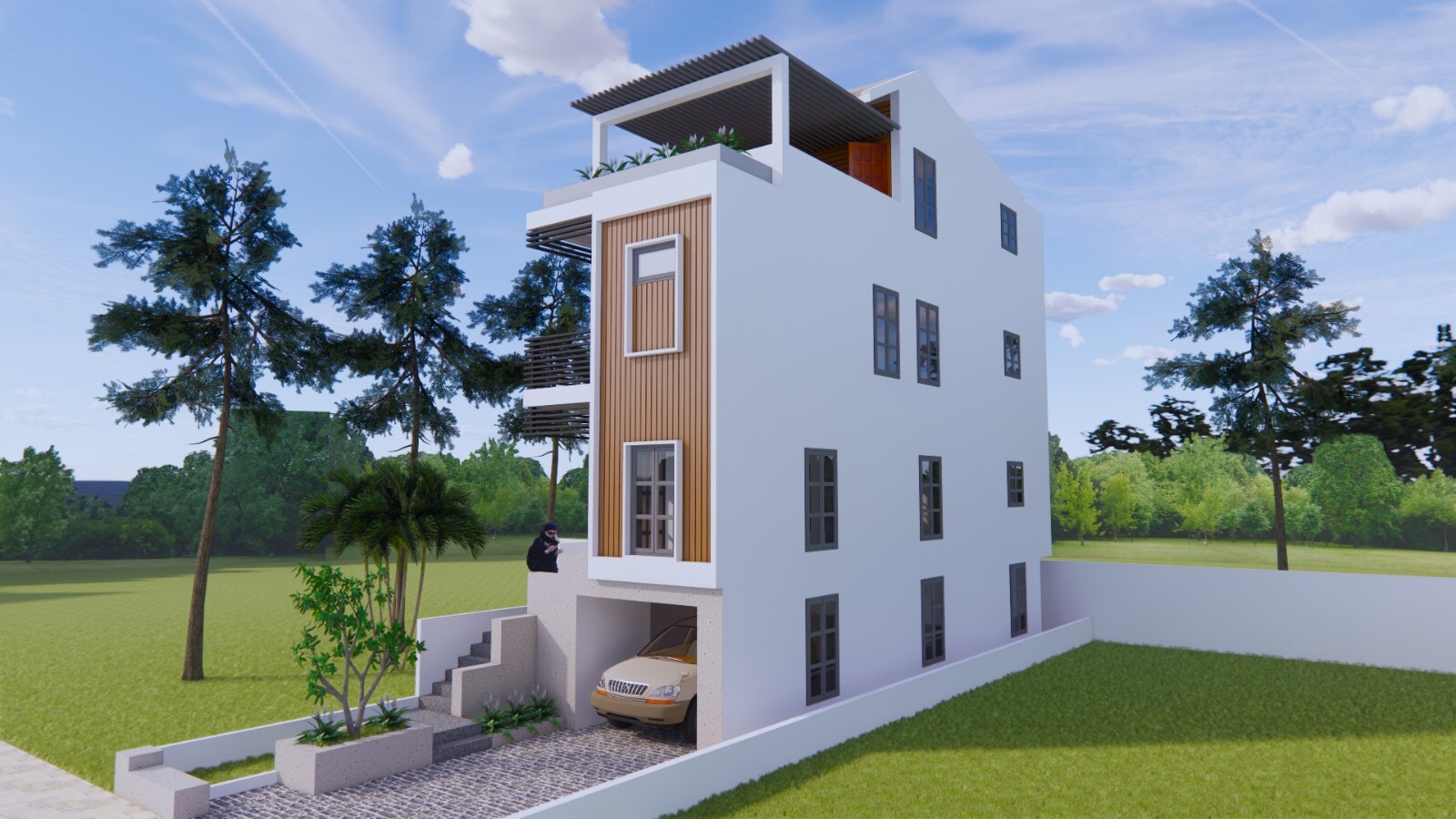 14×45 Feet Small House 4.2×14 Meter 4 Bed 5 Baths Shed Roof PDF (A4 Hard Copy)