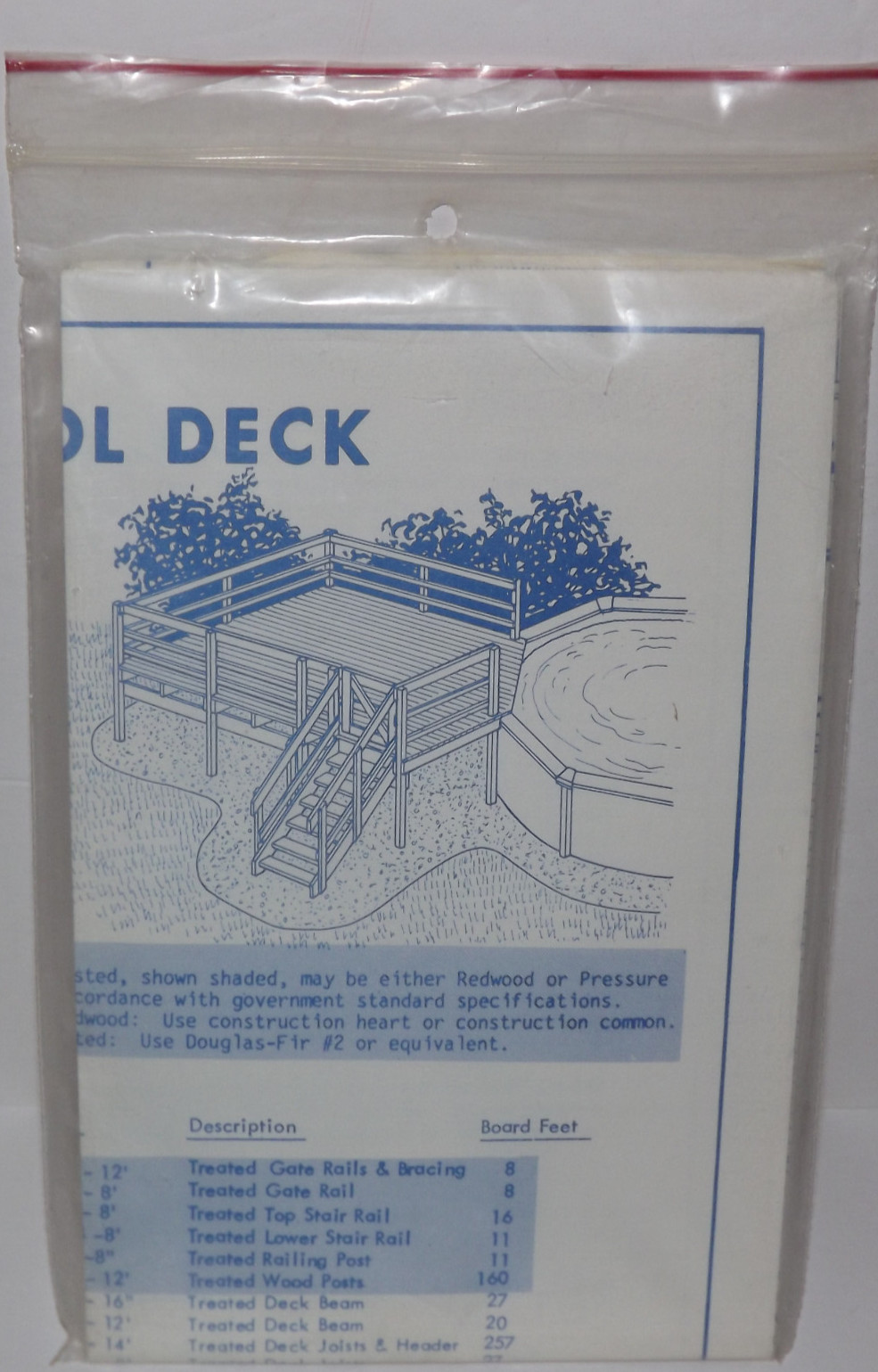 Ucando Pool Deck Plans B2030 R New In Package