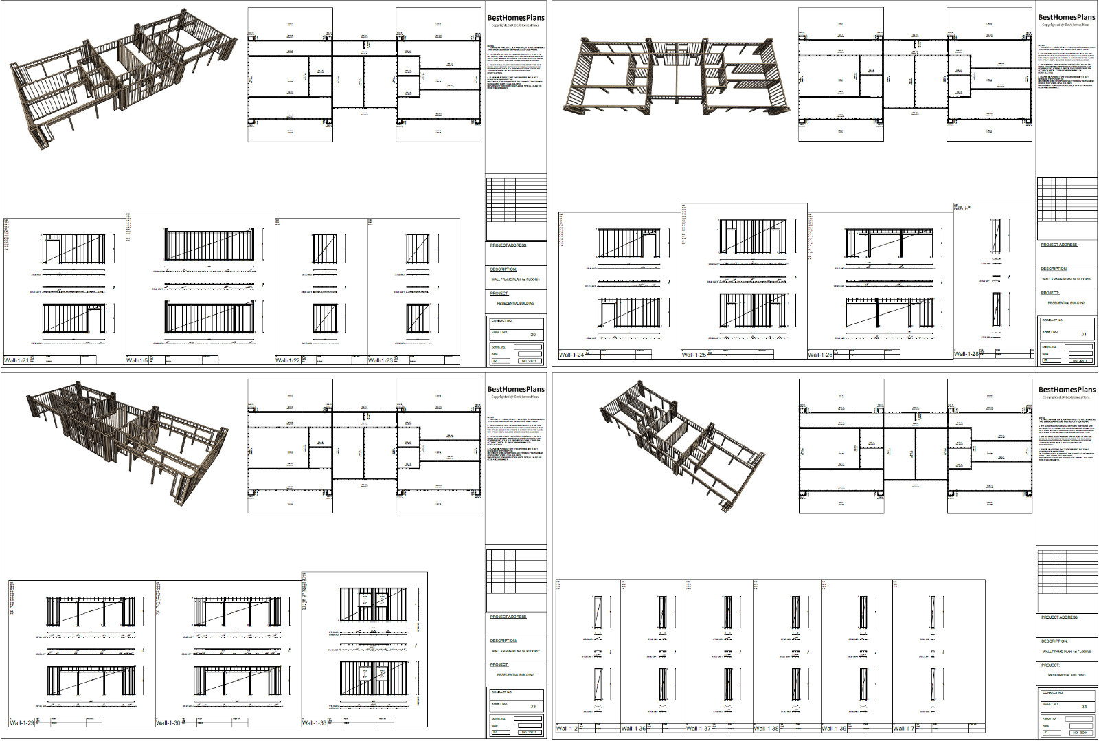 86’x29’ 6 Beds, 8 Baths Double A-Frame House Architecture Plans PDF Download.