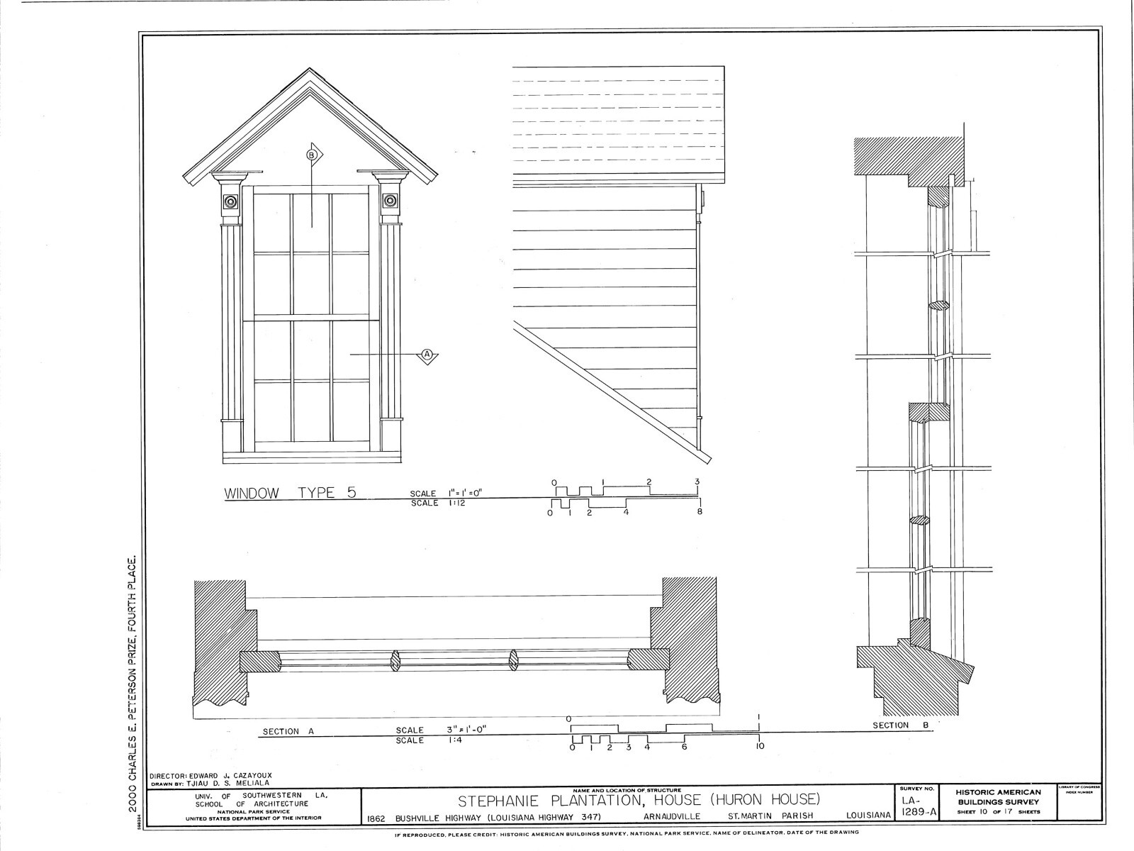 Country Style Southern Plantation home, brick-wood design, porch printed plans