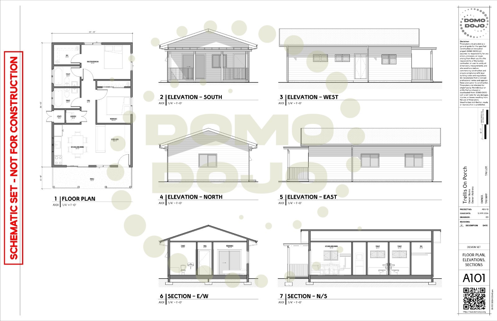 Trellis On Porch ADU Plans – PDF Downloadable Blueprint