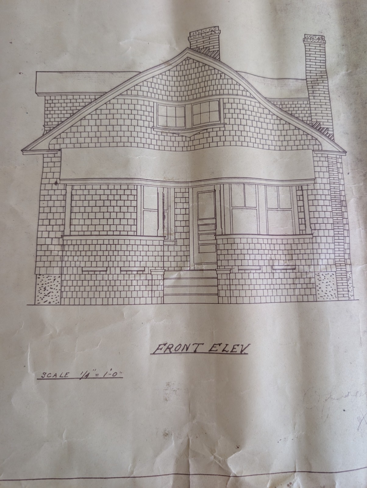 Original Vintage Architectural Drawings MCM Home Bungalow Elevation Plans