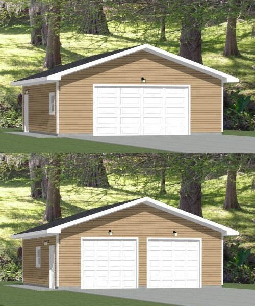 28×28 2-Car Garage — 784 sqft — PDF Floor Plan — Model 3R