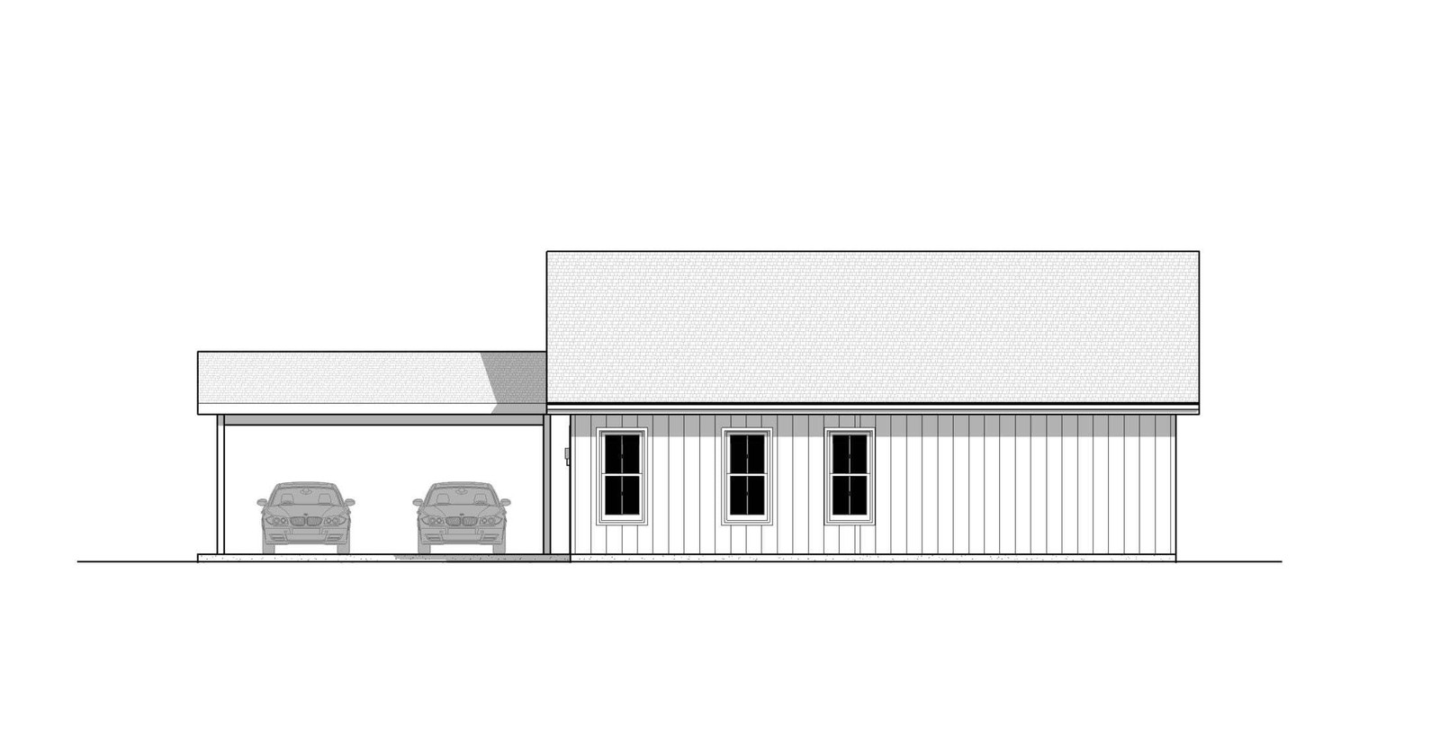 Classic Compact Barndominium 2 car carport – 2 bed 2 bath (39’x30′) 1170 SF Cust