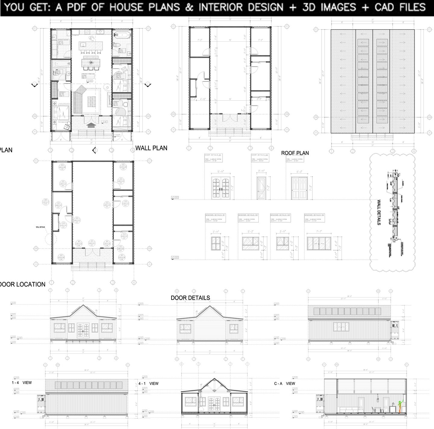 Container house plans – 3 bedrooms – 2 bathrooms – Digital PDF File