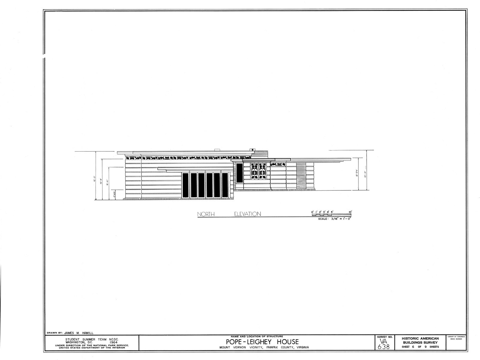 Pope House, a Frank Lloyd Wright Usonian Home, 2 bedrooms, architectural plans