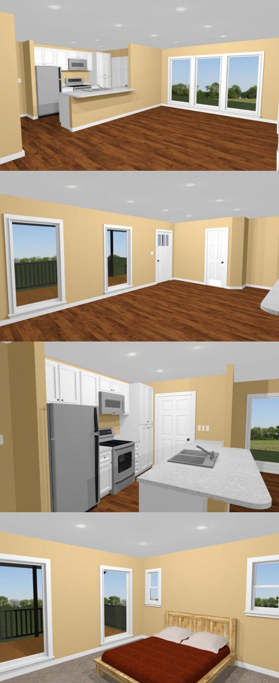 36×22 House — 1 Bedroom 1 Bath — 790 sq ft — PDF Floor Plan — Model 1A
