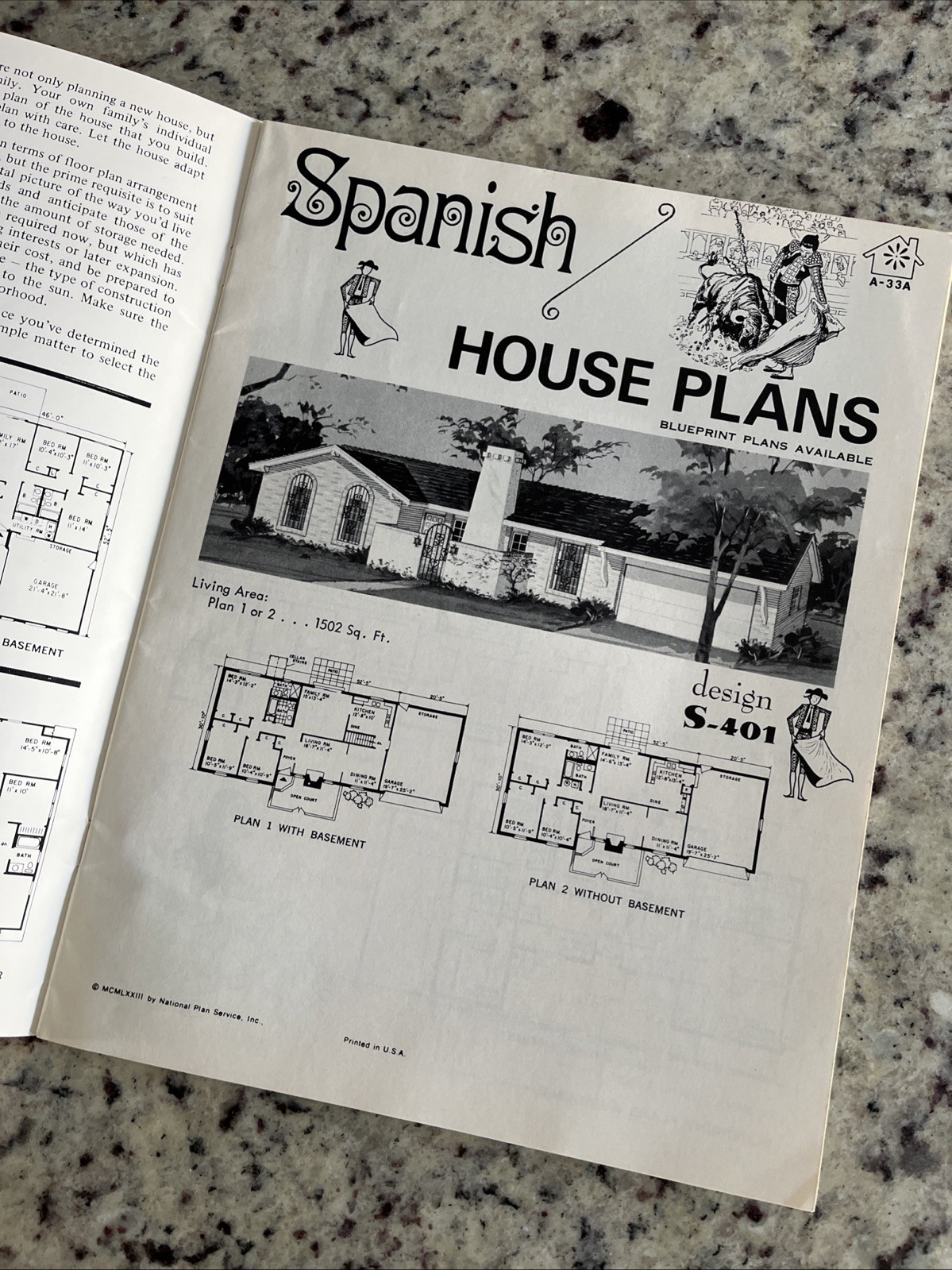 Vintage 1972 MCM Spanish Tudor Home Plans Design Catalog Blueprints Ranch Split