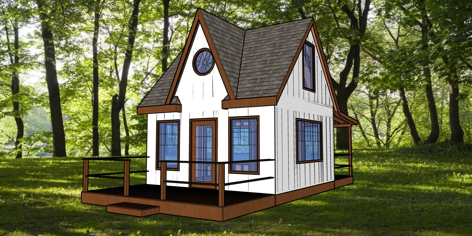 16 x 16 ft Small Cabin Gable Roof Front Eave Rear Dormer 16 O.C. -PDF