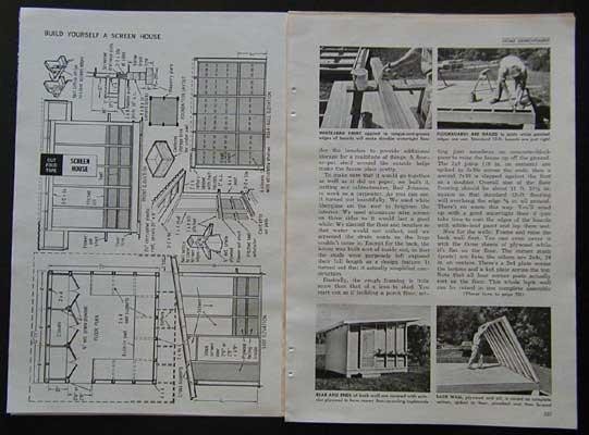 Screen House 12’x12′ 1967 HowTo build PLANS 2×4 Wood frame & Kite Plans