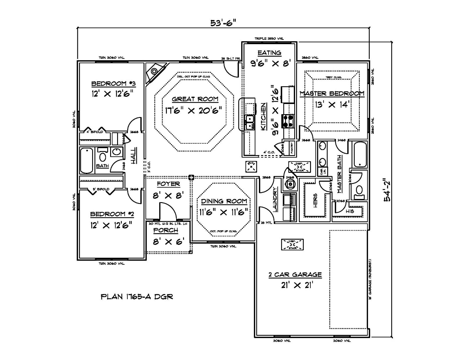 House Plan PDFs for 1765 Sq. Ft. 3 Bedroom House w/Garage (Email Delivery Only)