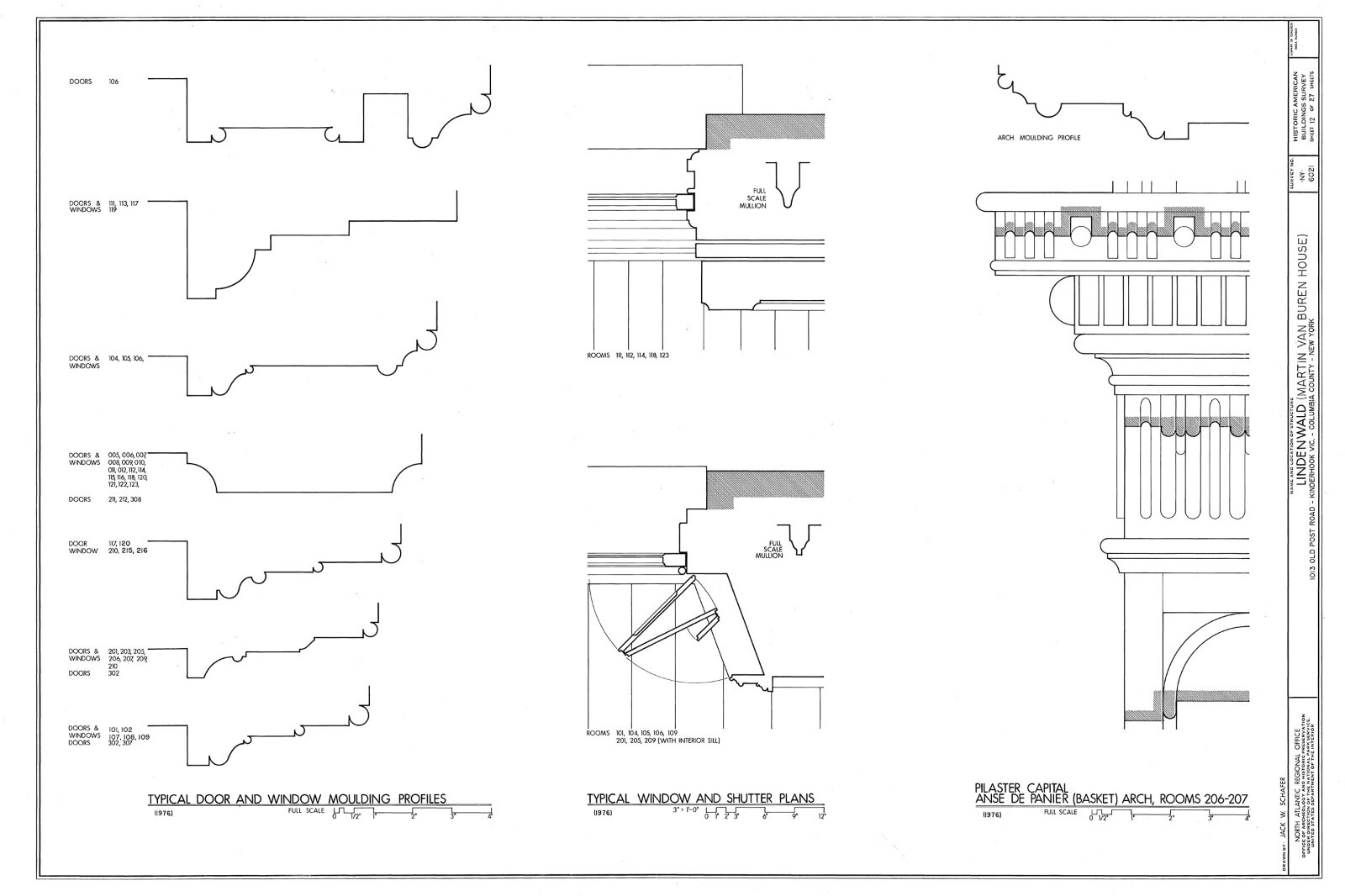 Italianate Victorian home of President van Buren, detailed architectural plans
