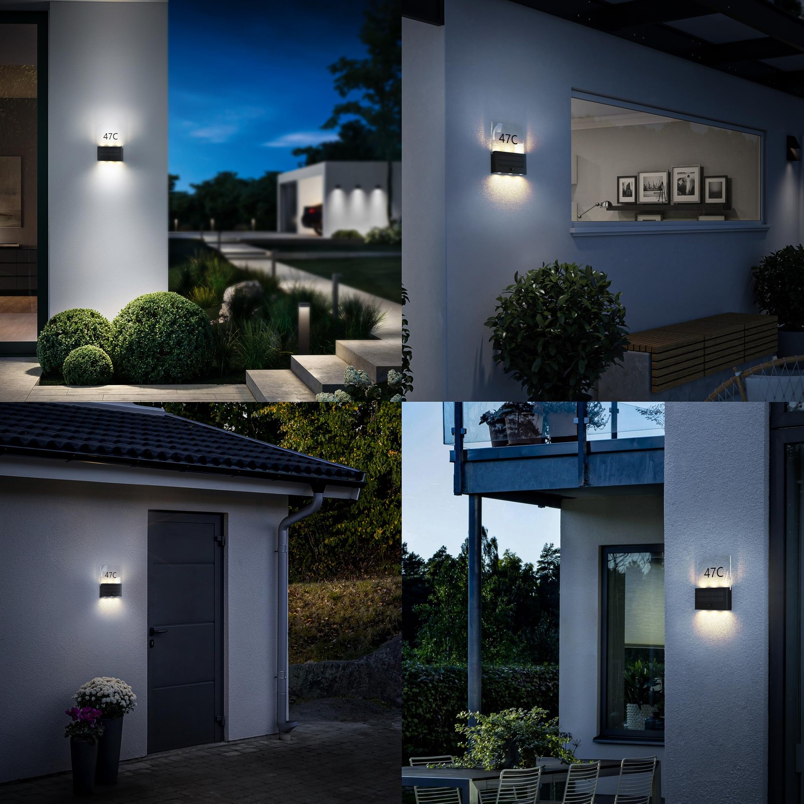 Solar House Number Light, Up/Down Design, 2025 Model, 1pack, Black