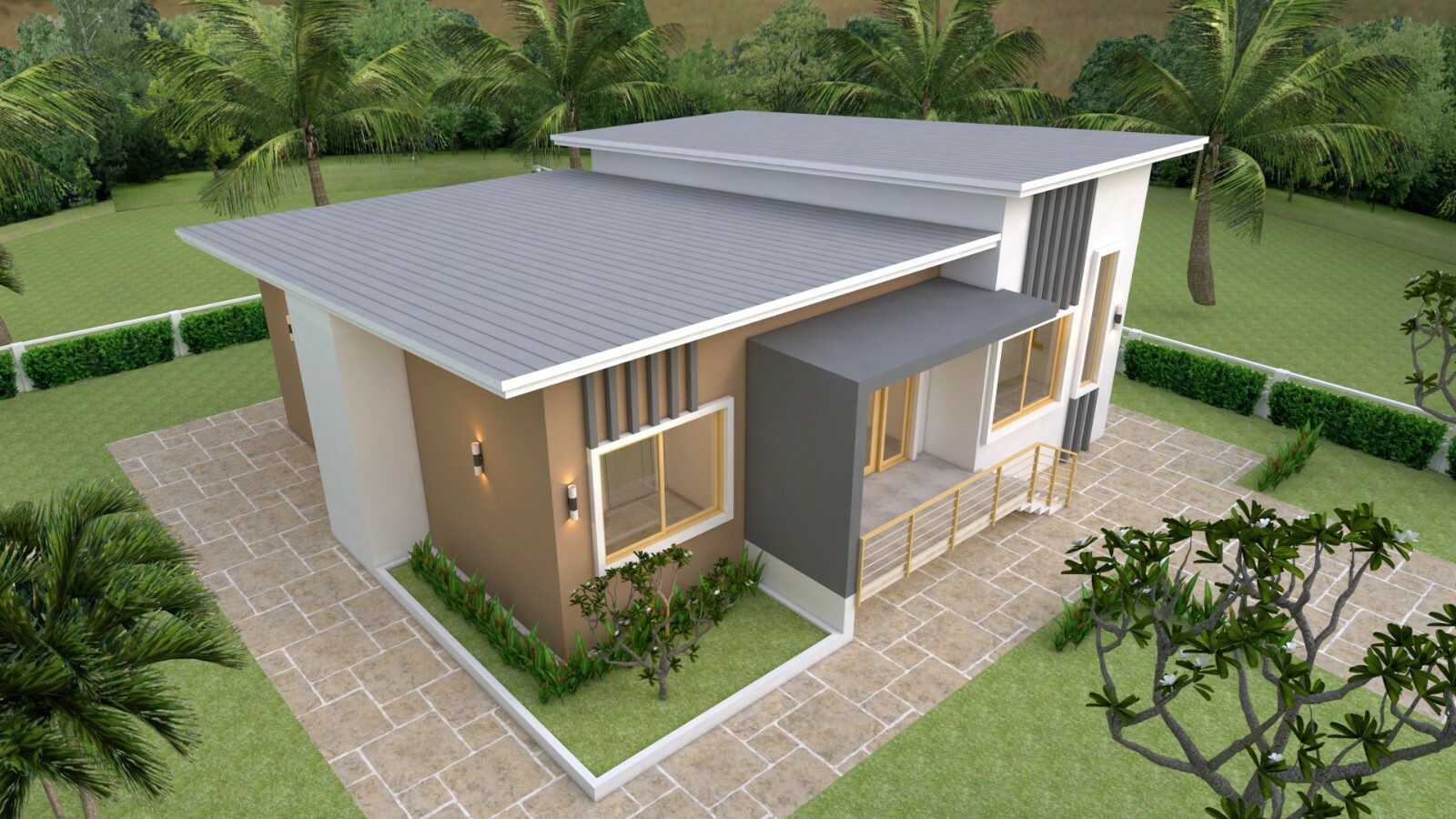 House Plan 12×12 Meter 39×39 Feet 4 Beds 2 Baths Shed Roof PDF (A4 Hard Copy)