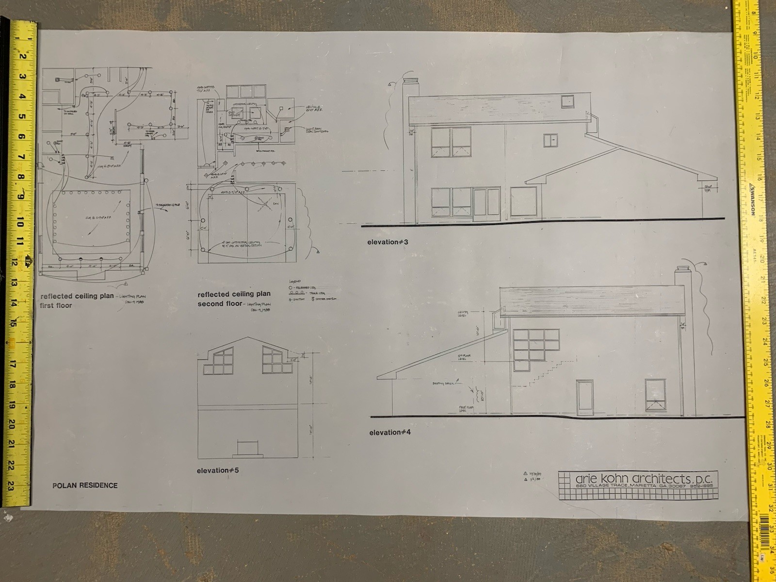 Lot 4 Vintage Architectural Blueprints Home Residence Marietta Georgia 24×36”